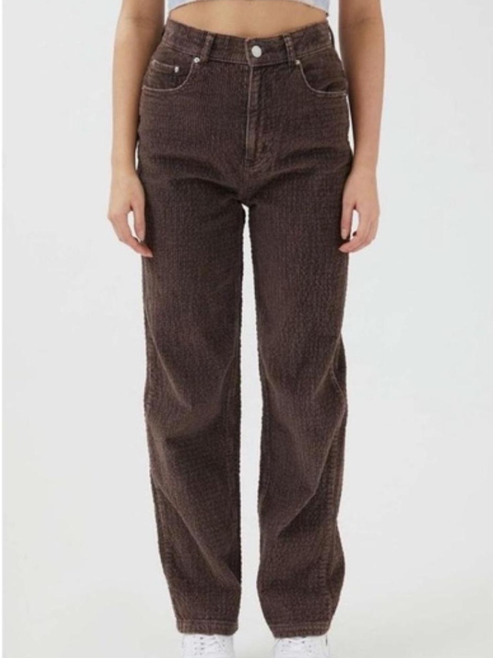 BDG Women's Corduroy High-Rise Straight Pants — Dark Brown